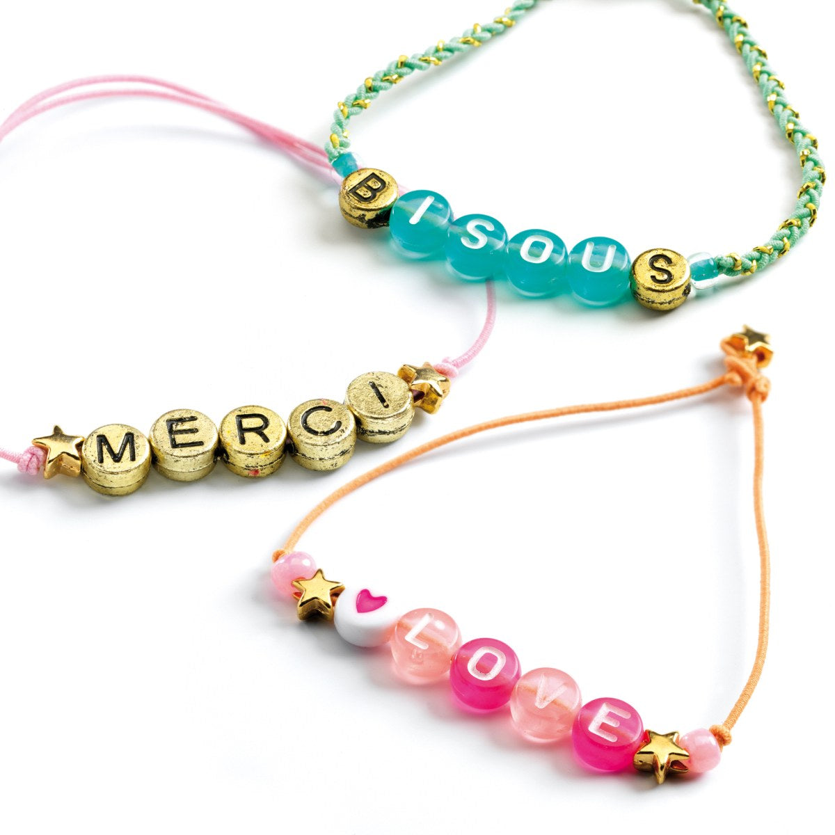 Schmuck Basteln mit Buchstabenperlen von Djeco