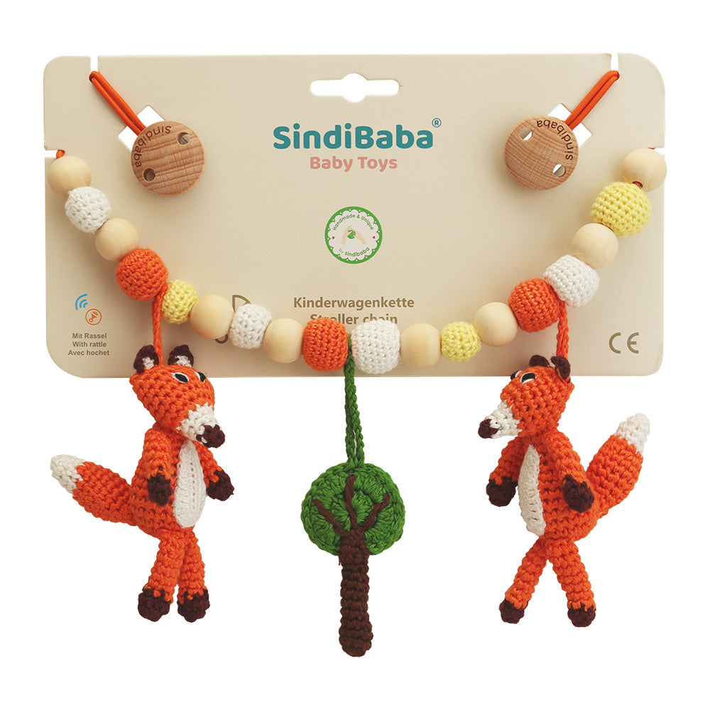 Kinderwagenkette Fuchs mit Clip Handarbeit