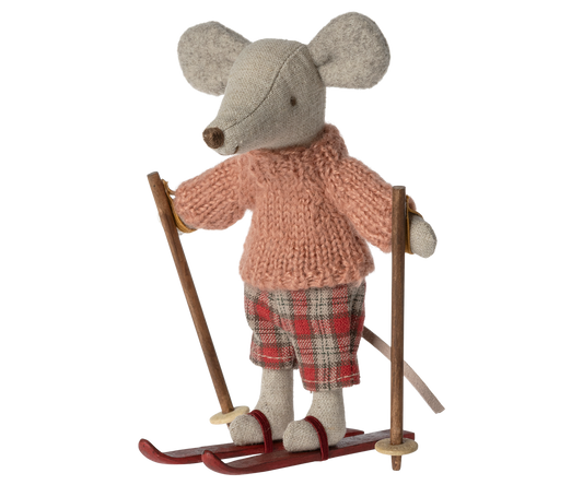 Wintermaus mit Ski Grosse Schwester Maus Maileg