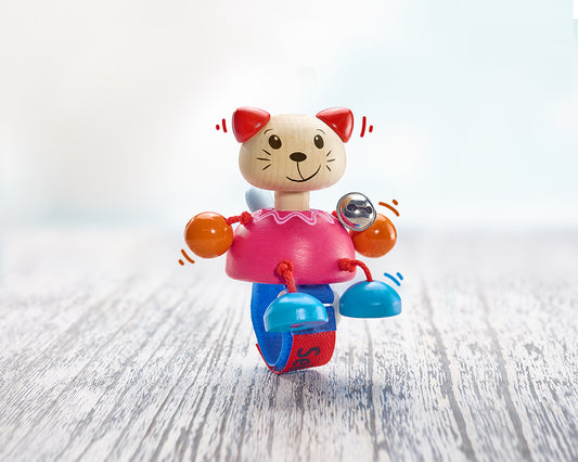 Buggyspielzeug mit Klettverschluss Katze aus Holz von Selecta