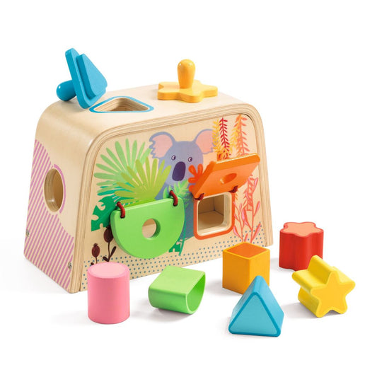 Geometrische Formenbox Steckspiel aus Holz von Djeco