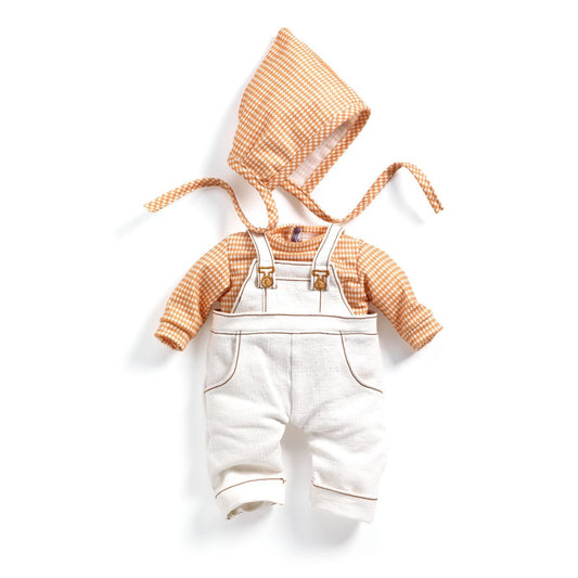 Puppenkleidung Set aus Latzhose Shirt und Mütze