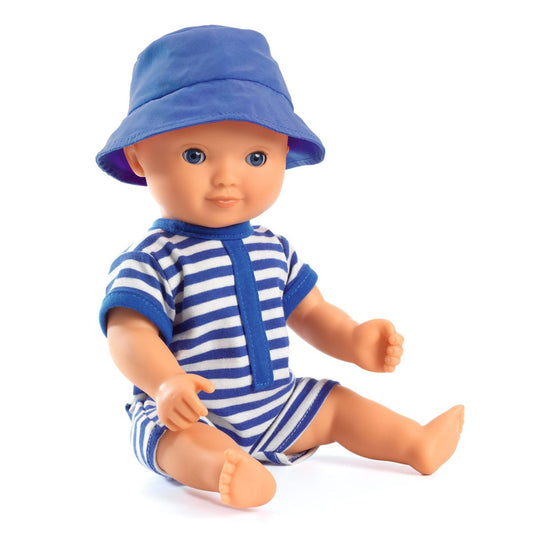 Puppe Badebaby Junge  mit Overall und Hut