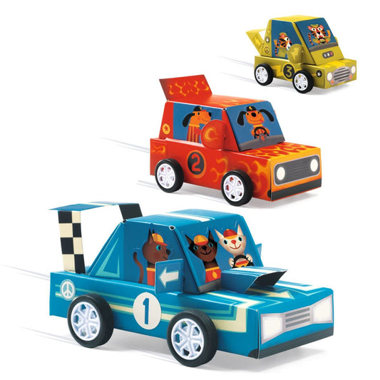 Bastel- und Spiel-Set 3 Rennautos von Djeco